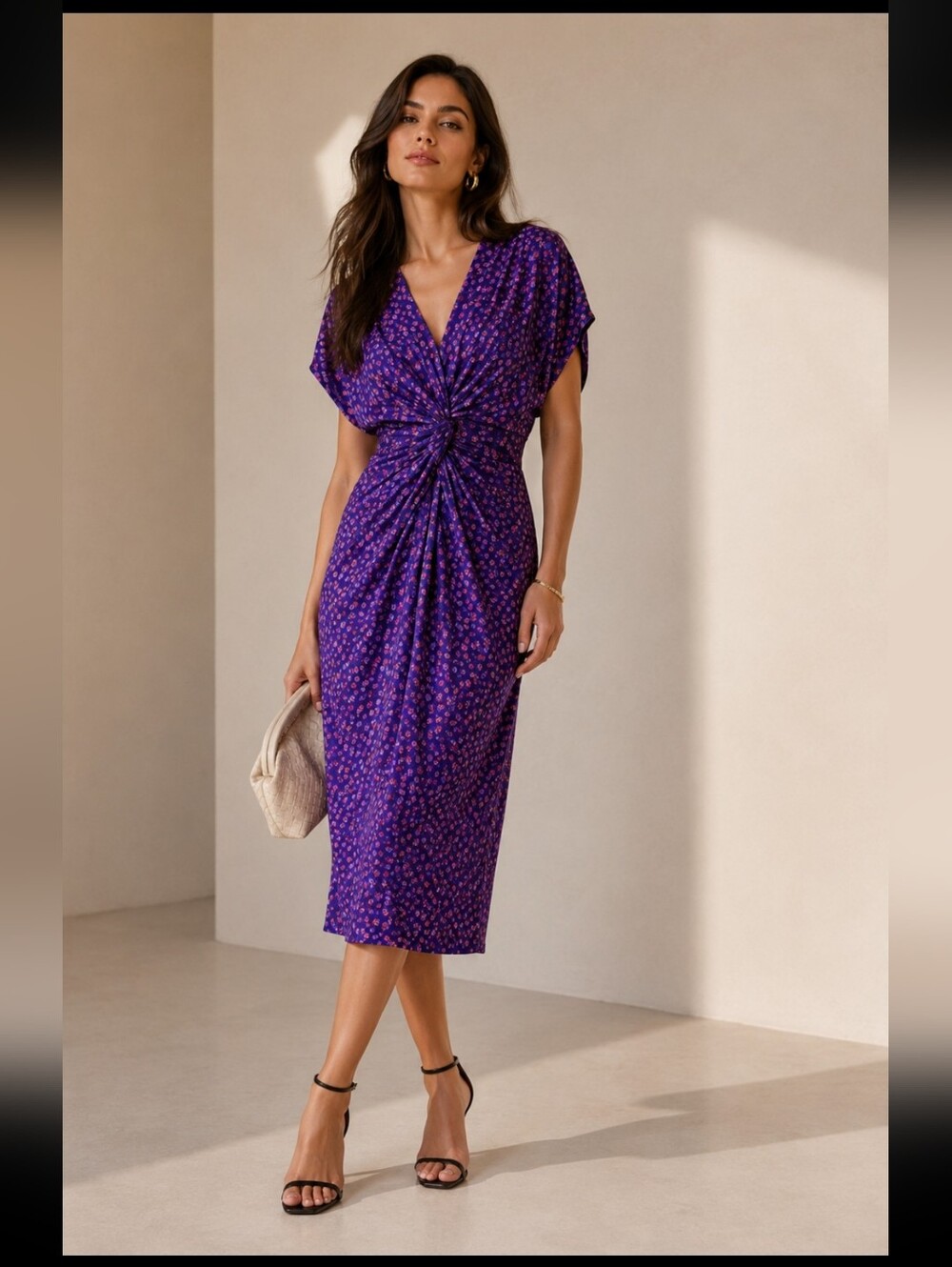 Prabal Gurung Purple Floral‎ Midi Dress